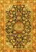 Machine Washable Medallion Yellow Traditional Rug, wshtr3397yw