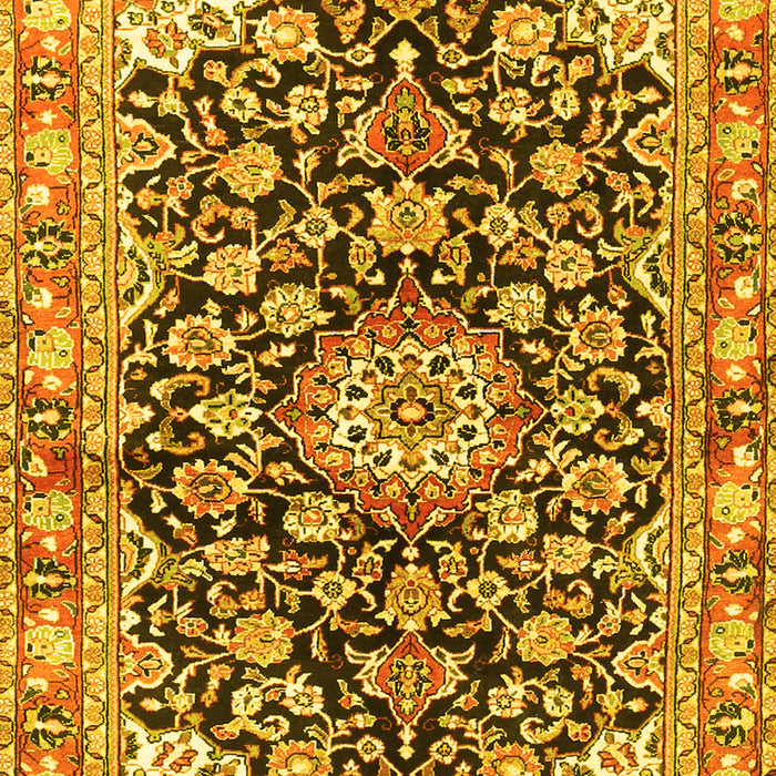 Machine Washable Medallion Yellow Traditional Rug, wshtr3397yw