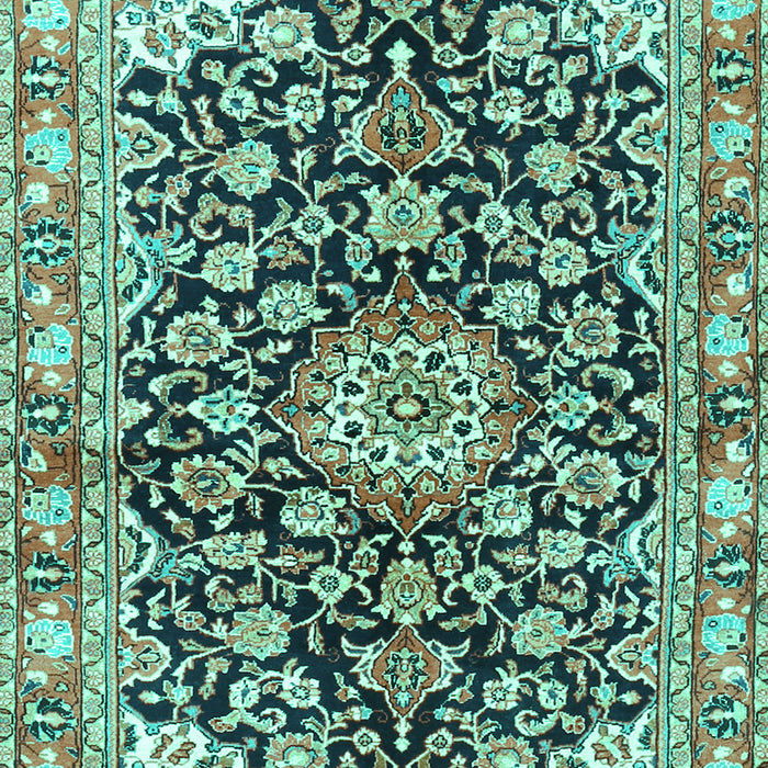 Machine Washable Medallion Turquoise Traditional Area Rugs, wshtr3397turq