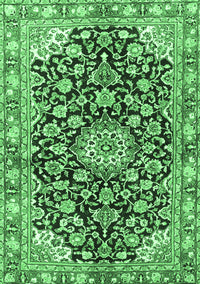 Medallion Emerald Green Traditional Rug, tr3397emgrn