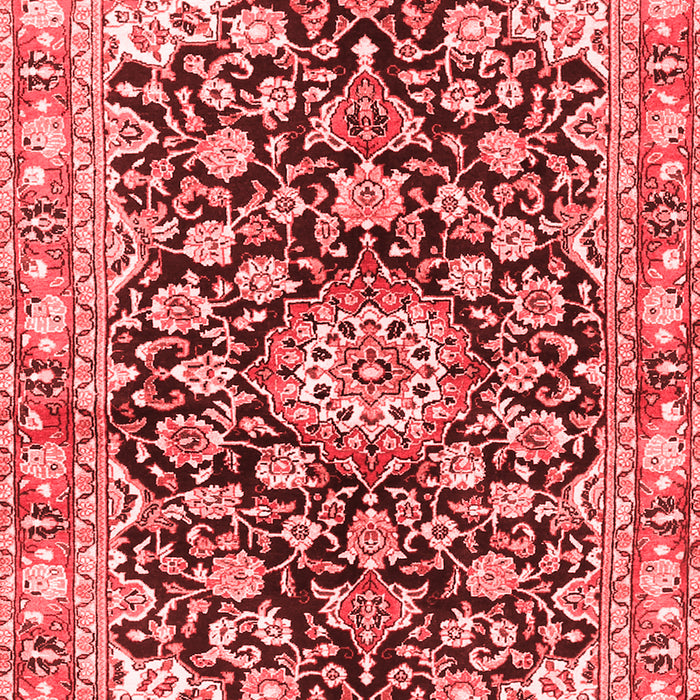 Machine Washable Medallion Red Traditional Rug, wshtr3397red