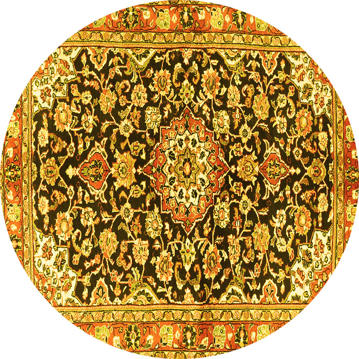 Round Medallion Yellow Traditional Rug, tr3397yw