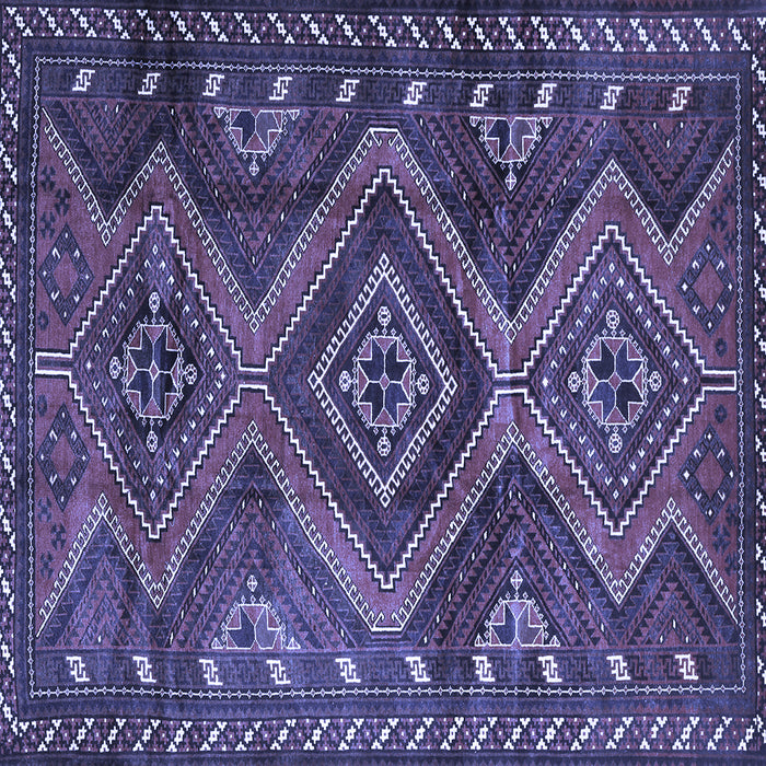 Square Machine Washable Persian Blue Traditional Rug, wshtr3398blu