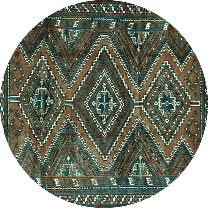 Round Machine Washable Persian Turquoise Traditional Area Rugs, wshtr3398turq