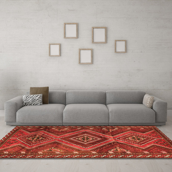 Machine Washable Persian Orange Traditional Area Rugs in a Living Room, wshtr3398org