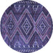 Round Persian Blue Traditional Rug, tr3398blu