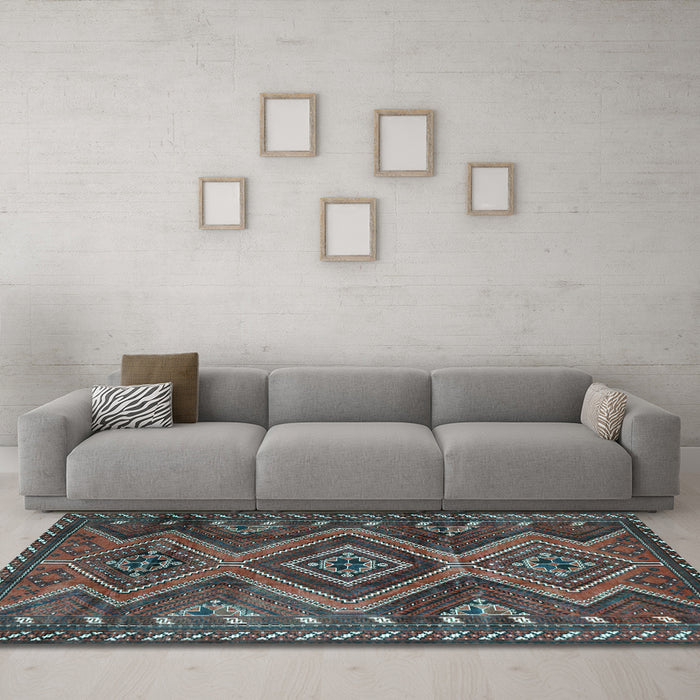 Machine Washable Persian Light Blue Traditional Rug in a Living Room, wshtr3398lblu