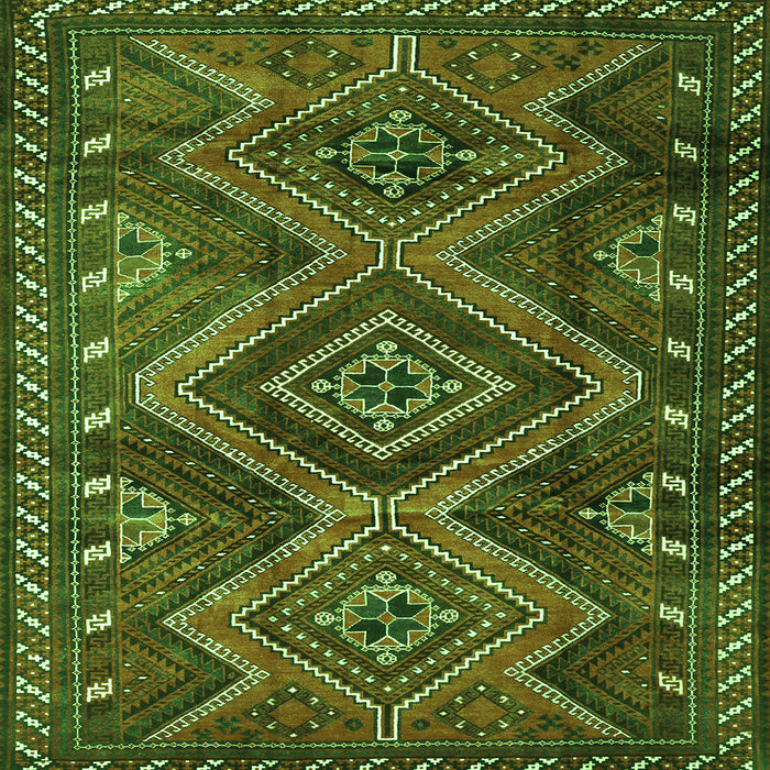 Round Machine Washable Persian Green Traditional Area Rugs, wshtr3398grn