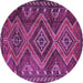 Round Machine Washable Persian Purple Traditional Area Rugs, wshtr3398pur