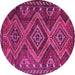 Round Persian Pink Traditional Rug, tr3398pnk