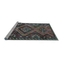 Sideview of Machine Washable Persian Light Blue Traditional Rug, wshtr3398lblu