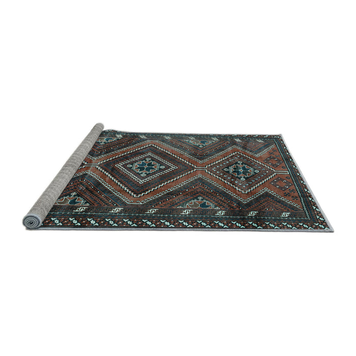 Sideview of Machine Washable Persian Light Blue Traditional Rug, wshtr3398lblu