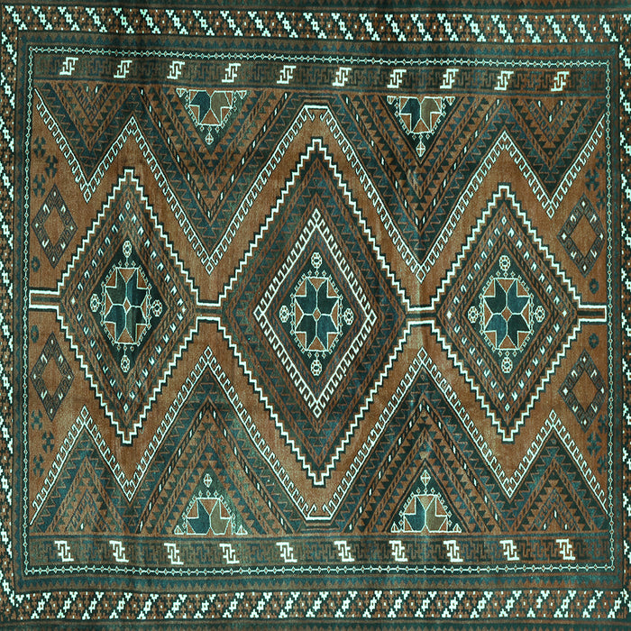 Square Machine Washable Persian Turquoise Traditional Area Rugs, wshtr3398turq