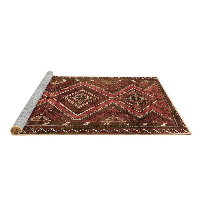Sideview of Machine Washable Persian Brown Traditional Rug, wshtr3398brn