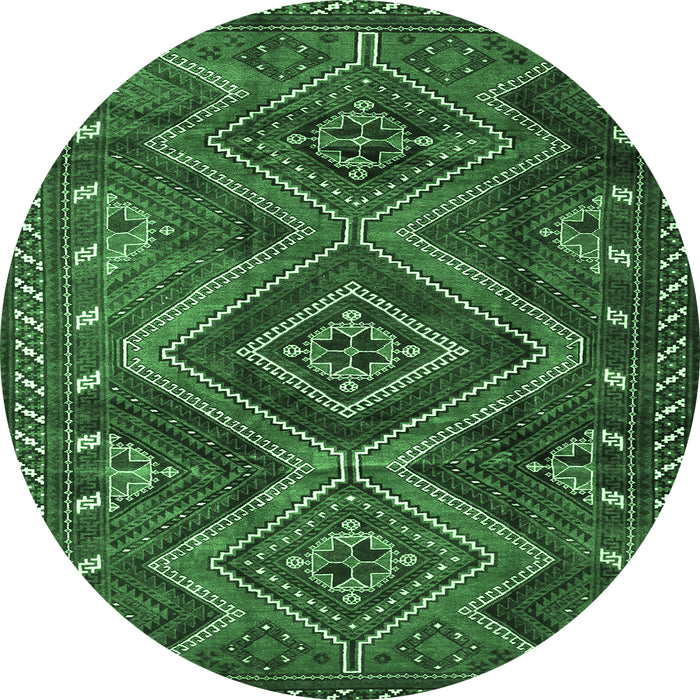 Round Persian Emerald Green Traditional Rug, tr3398emgrn