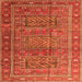 Round Machine Washable Persian Orange Traditional Area Rugs, wshtr3399org