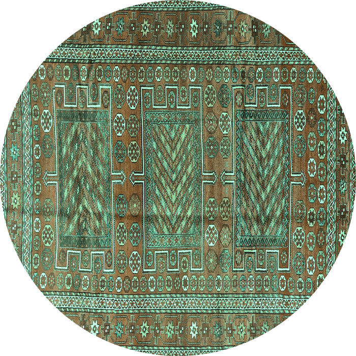 Round Persian Turquoise Traditional Rug, tr3399turq