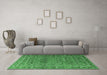 Machine Washable Persian Emerald Green Traditional Area Rugs in a Living Room,, wshtr3399emgrn