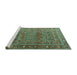 Sideview of Machine Washable Persian Turquoise Traditional Area Rugs, wshtr3399turq