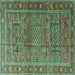 Square Persian Turquoise Traditional Rug, tr3399turq