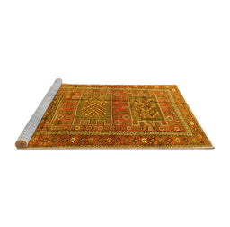 Sideview of Machine Washable Persian Yellow Traditional Rug, wshtr3399yw