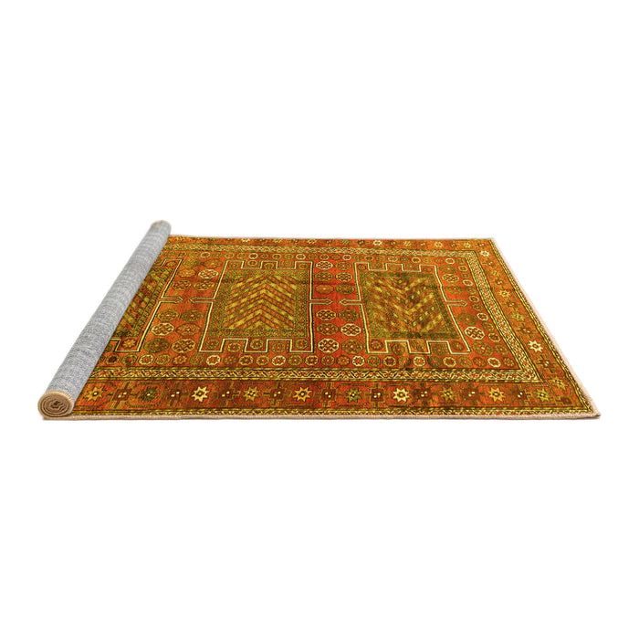 Sideview of Machine Washable Persian Yellow Traditional Rug, wshtr3399yw