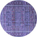 Round Machine Washable Persian Blue Traditional Rug, wshtr3399blu