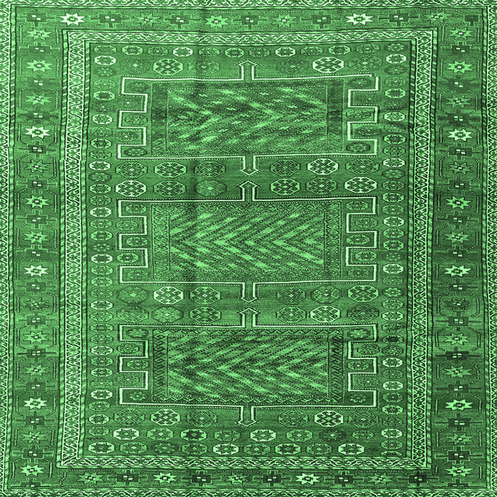 Square Machine Washable Persian Emerald Green Traditional Area Rugs, wshtr3399emgrn