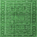 Square Machine Washable Persian Emerald Green Traditional Area Rugs, wshtr3399emgrn