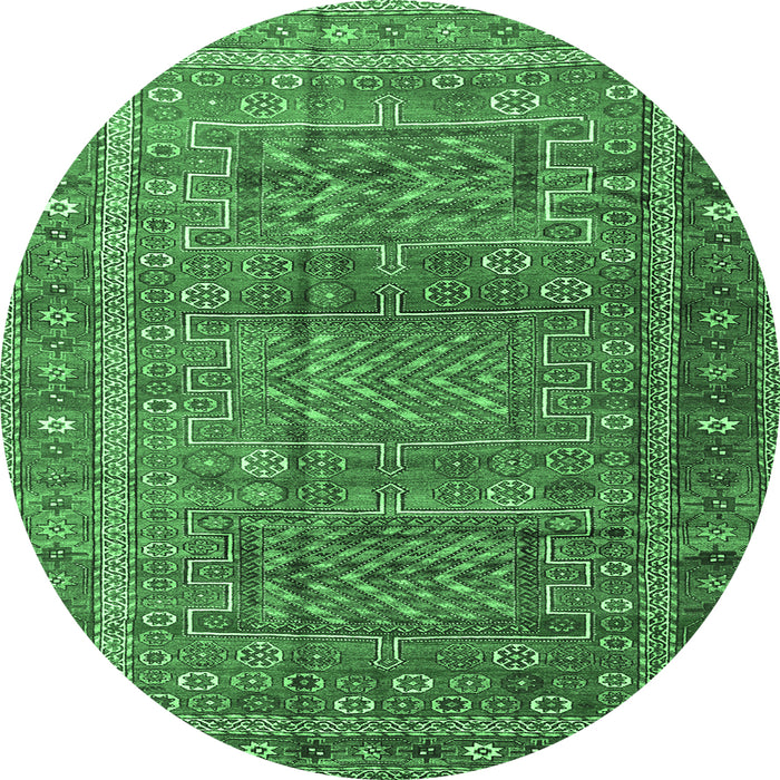 Round Persian Emerald Green Traditional Rug, tr3399emgrn