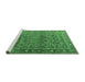 Sideview of Machine Washable Persian Emerald Green Traditional Area Rugs, wshtr3399emgrn