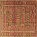 Square Machine Washable Persian Brown Traditional Rug, wshtr3399brn