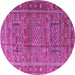 Round Machine Washable Persian Purple Traditional Area Rugs, wshtr3399pur