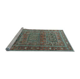 Sideview of Machine Washable Persian Light Blue Traditional Rug, wshtr3399lblu
