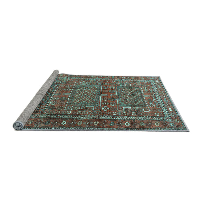 Sideview of Machine Washable Persian Light Blue Traditional Rug, wshtr3399lblu