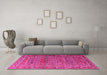 Machine Washable Persian Pink Traditional Rug in a Living Room, wshtr3399pnk