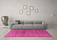 Machine Washable Persian Pink Traditional Rug, wshtr3399pnk