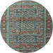 Round Machine Washable Persian Light Blue Traditional Rug, wshtr3399lblu