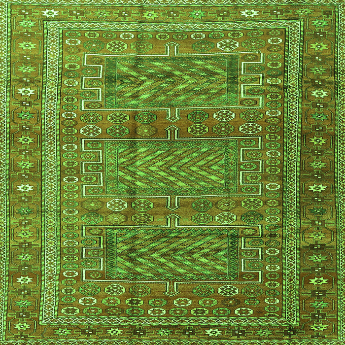 Round Machine Washable Persian Green Traditional Area Rugs, wshtr3399grn