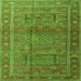 Round Machine Washable Persian Green Traditional Area Rugs, wshtr3399grn