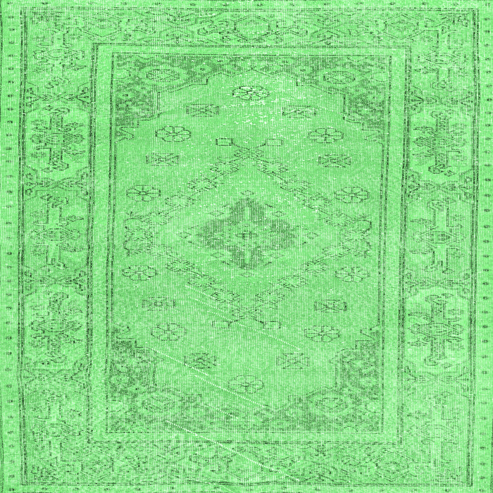 Square Machine Washable Persian Emerald Green Traditional Area Rugs, wshtr339emgrn