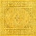 Square Machine Washable Persian Yellow Traditional Rug, wshtr339yw