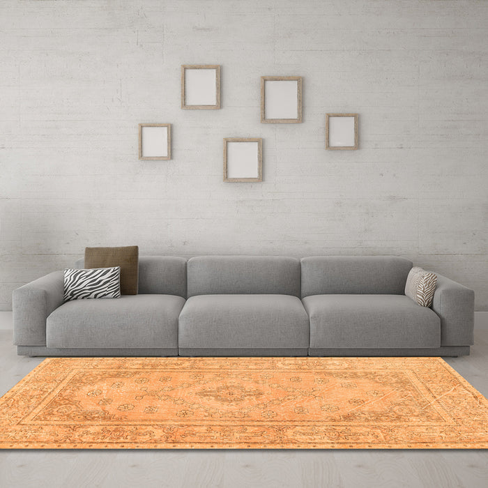 Machine Washable Persian Orange Traditional Area Rugs in a Living Room, wshtr339org
