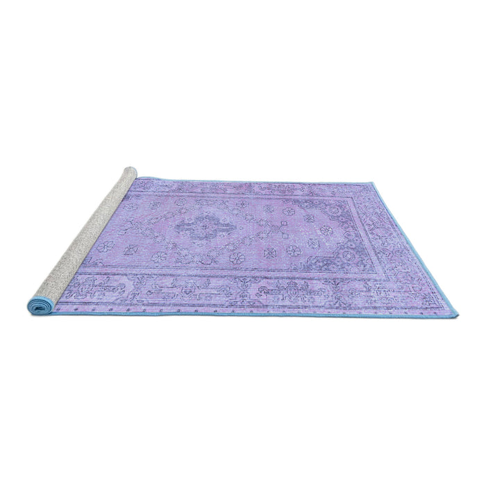 Sideview of Machine Washable Persian Blue Traditional Rug, wshtr339blu
