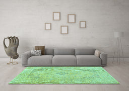 Machine Washable Persian Turquoise Traditional Area Rugs in a Living Room,, wshtr339turq