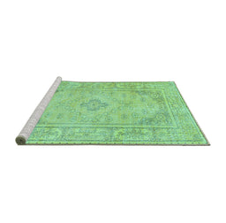 Sideview of Machine Washable Persian Turquoise Traditional Area Rugs, wshtr339turq
