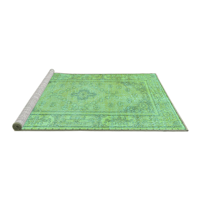 Sideview of Machine Washable Persian Turquoise Traditional Area Rugs, wshtr339turq