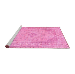 Sideview of Machine Washable Persian Pink Traditional Rug, wshtr339pnk