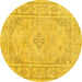 Round Persian Yellow Traditional Rug, tr339yw