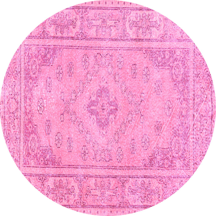 Round Persian Pink Traditional Rug, tr339pnk